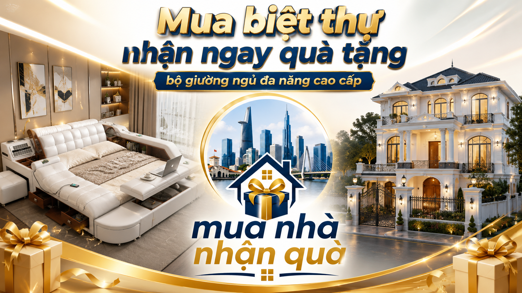 bộ giường ngủ masage căn biệt thự cao cấp