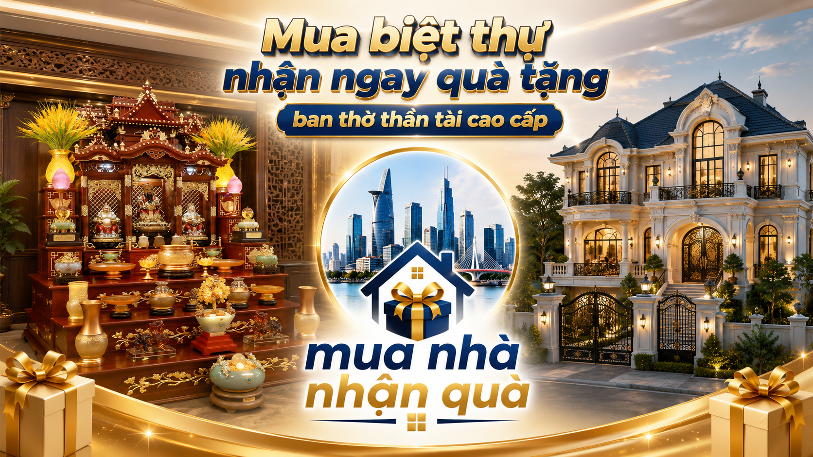 ban thờ thần tài cho căn biệt thự cao cấp