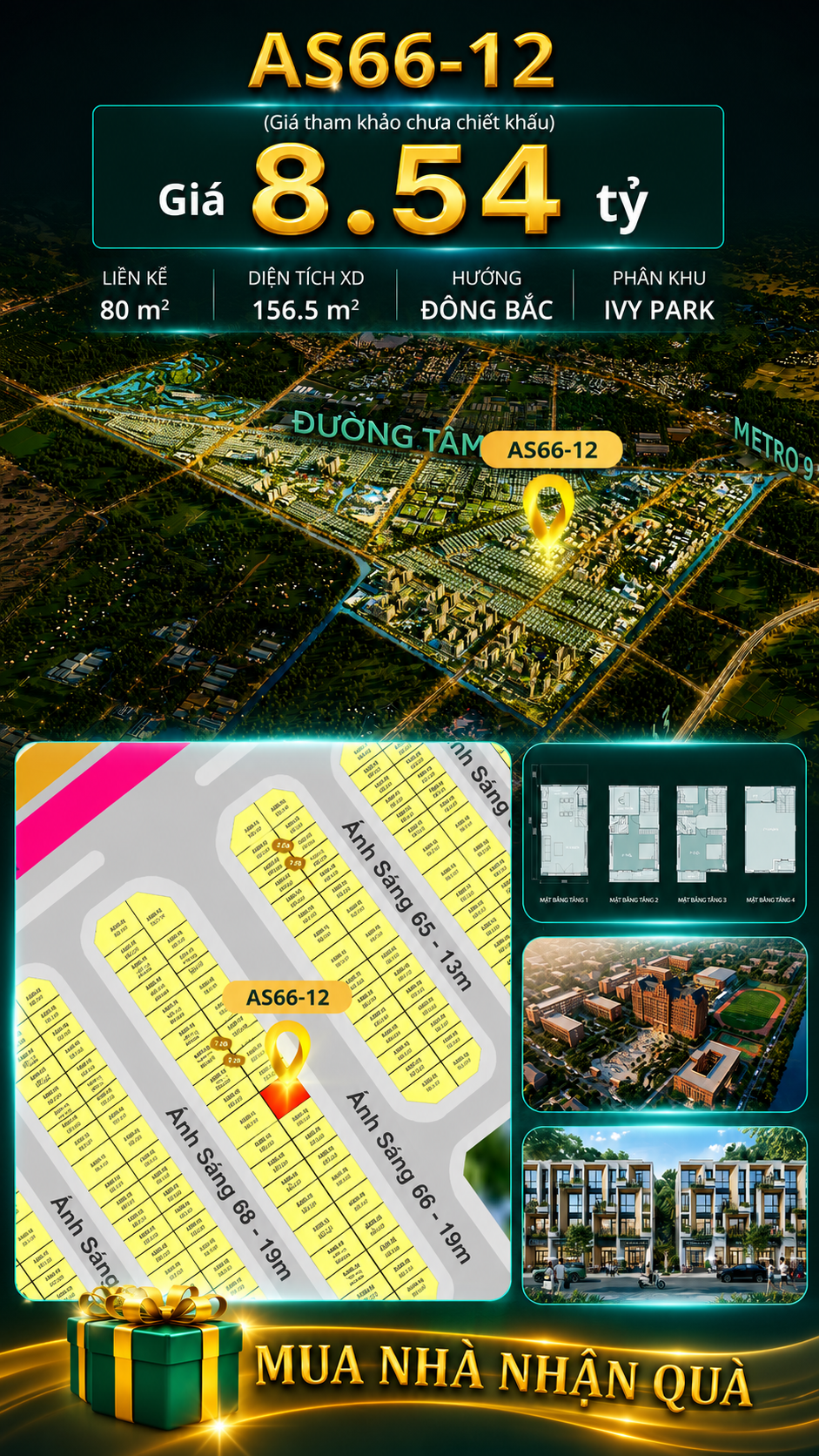 Nhà phố Vinhomes Sài Gòn Park AS66-12 giá 8.54 tỷ