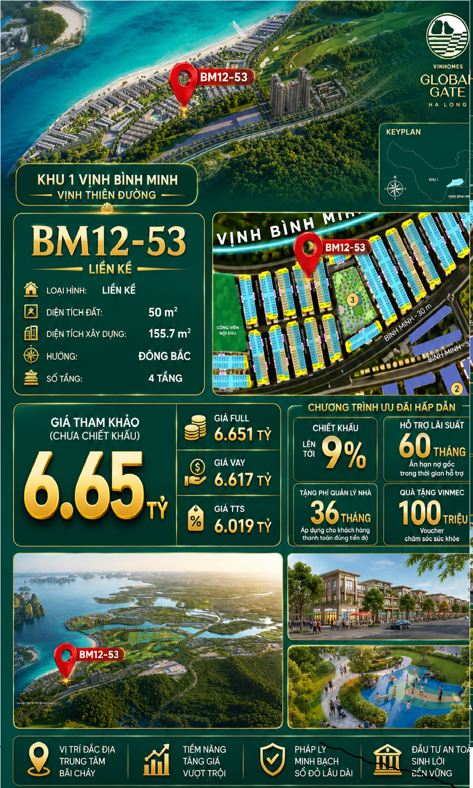 Nhà Phố Liền Kề BM12-53 Vinhomes Global Gate Hạ Long Xanh 6.65 tỷ