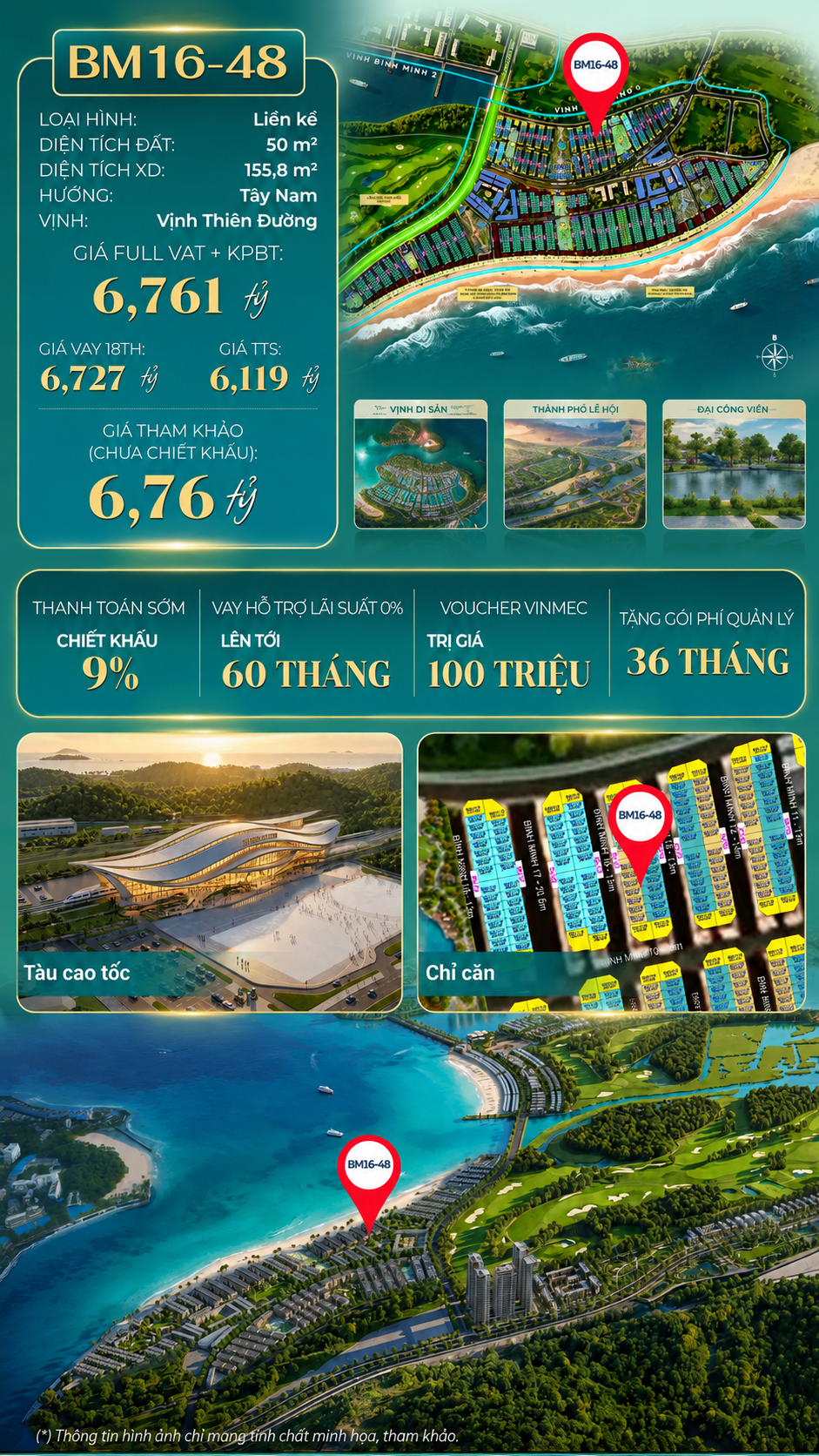 Nhà Phố Liền Kề BM16-48 Vinhomes Global Gate Hạ Long Xanh 6.76 tỷ
