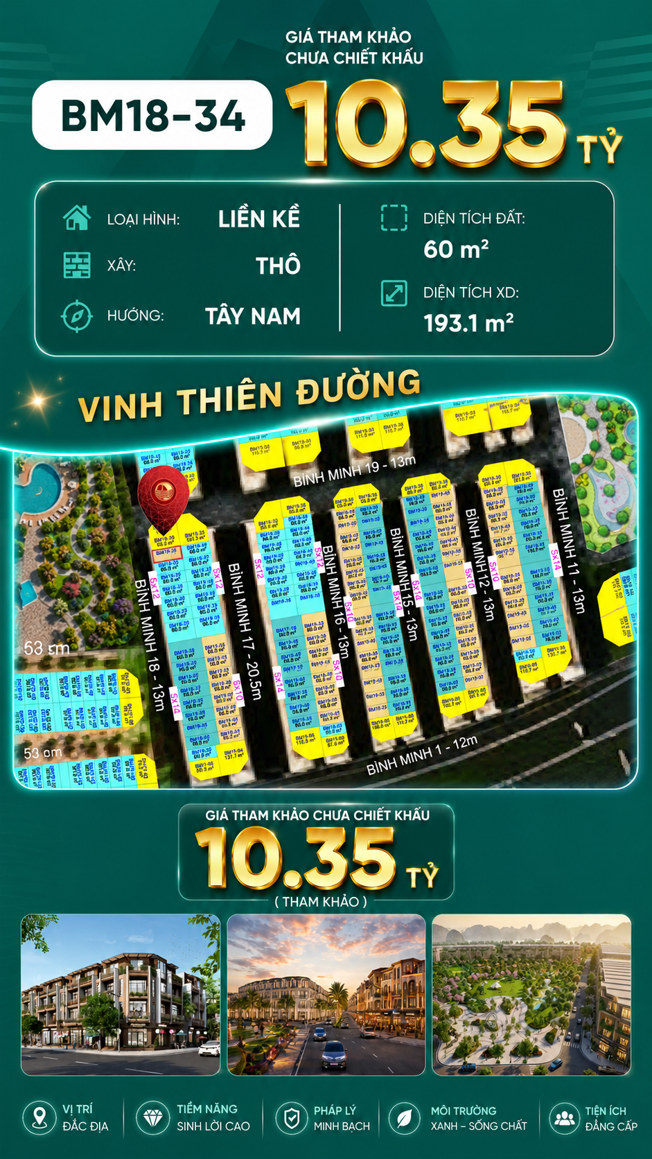 Nhà Phố Liền Kề BM18-34 Vinhomes Global Gate Hạ Long Xanh 10.35 tỷ
