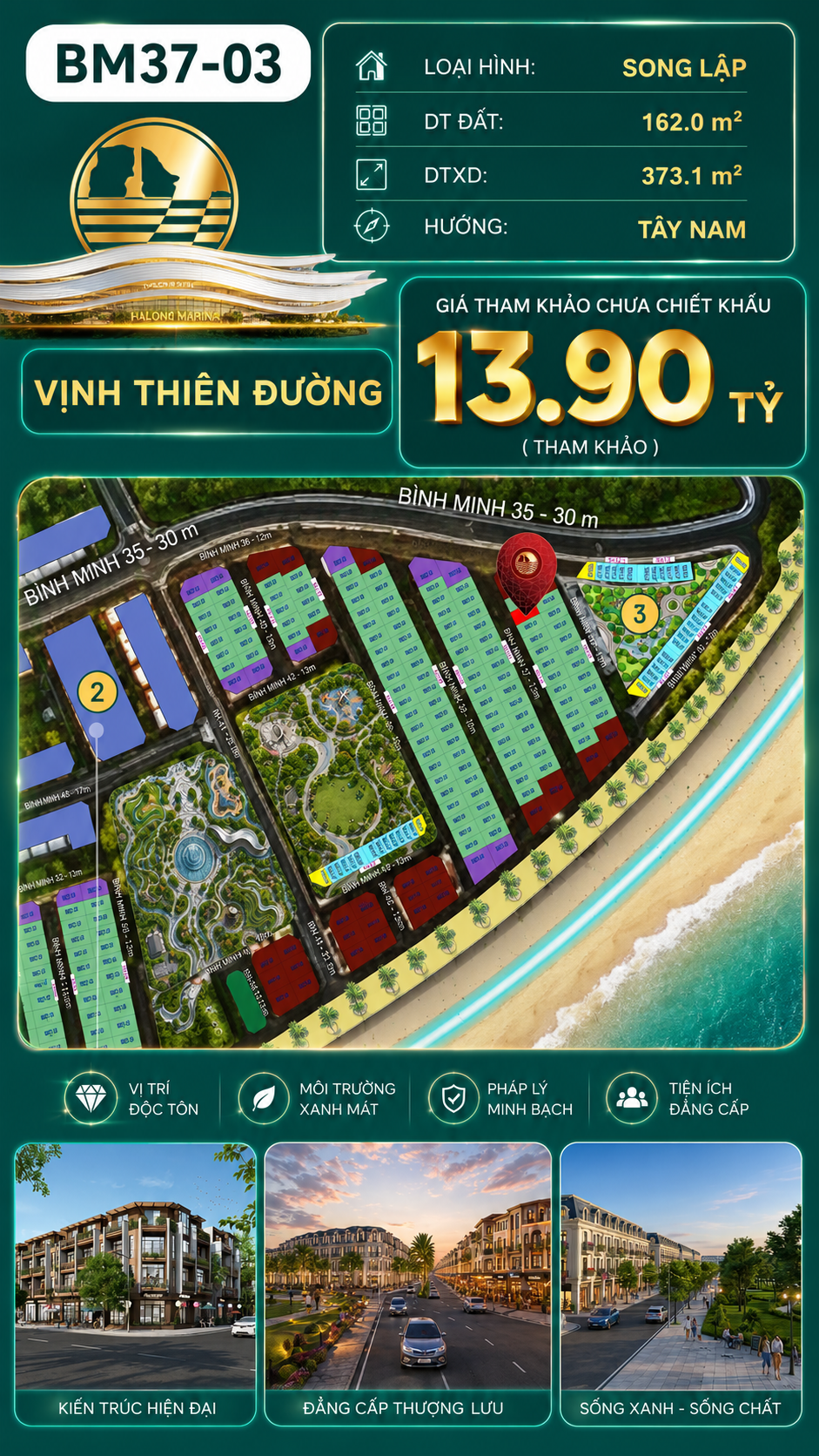 Biệt Thự Song Lập BM13-03 Vinhomes Global Gate Hạ Long 13.90 tỷ