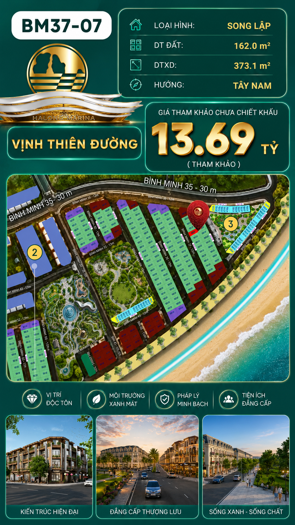 Biệt Thự Song Lập BM37-07 Vinhomes Global Gate Hạ Long 13.69 tỷ