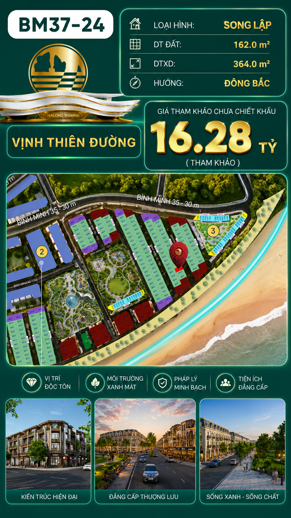 Biệt Thự Song Lập BM37-24 Vinhomes Global Gate Hạ Long 16.28 tỷ