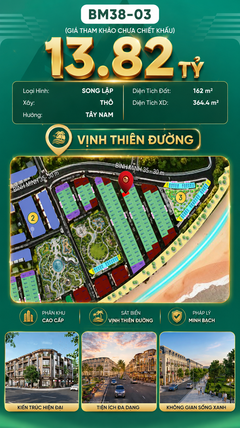 Biệt Thự Song Lập BM38-03 Vinhomes Global Gate Hạ Long 13.82 tỷ
