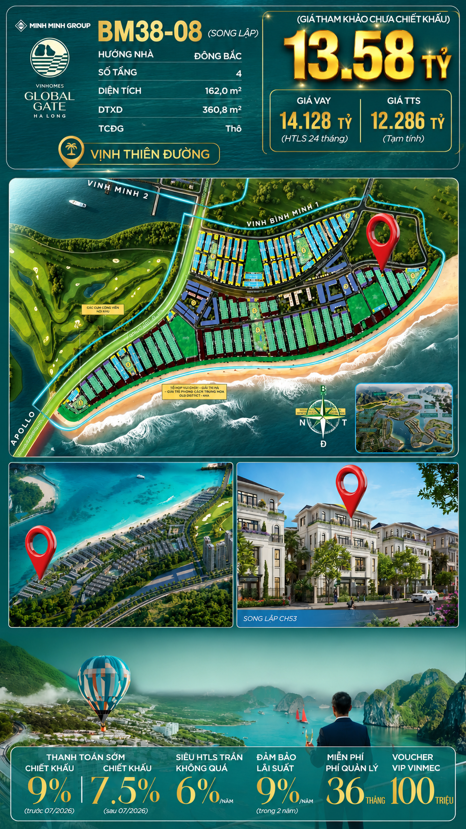 Biệt Thự Song Lập BM38-08 Vinhomes Global Gate Hạ Long 13.58 tỷ
