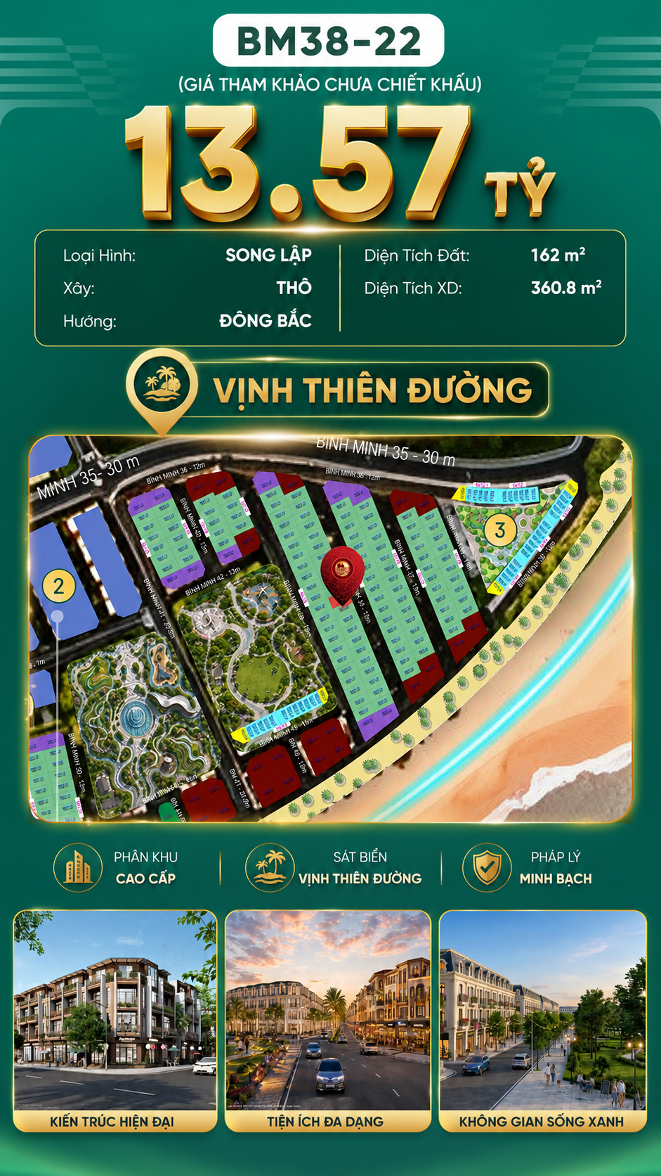 Biệt Thự Song Lập BM38-22 Vinhomes Global Gate Hạ Long 13.57 tỷ