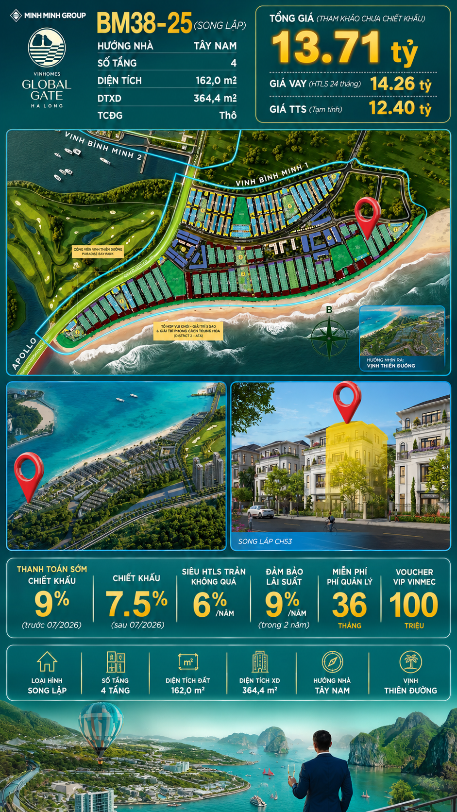 Biệt Thự Song Lập BM38-25 Vinhomes Global Gate Hạ Long 13.71 tỷ