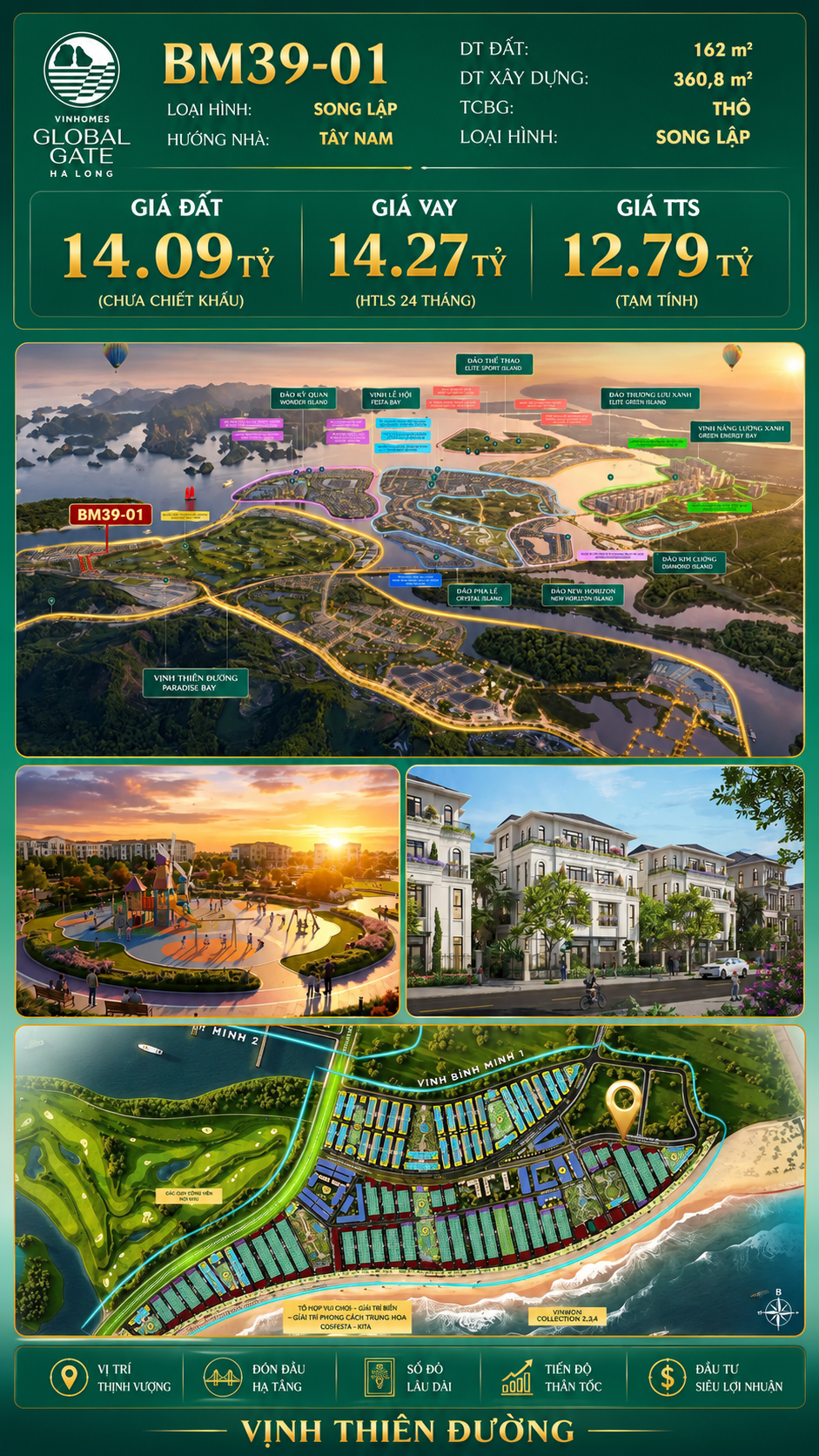 Biệt Thự Song Lập BM39-01 Vinhomes Global Gate Hạ Long 14.09 tỷ