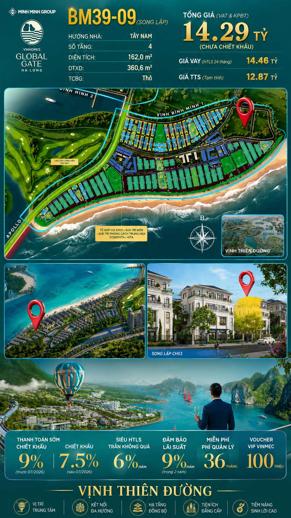 Biệt Thự Song Lập BM39-09 Vinhomes Global Gate Hạ Long 14.29 tỷ