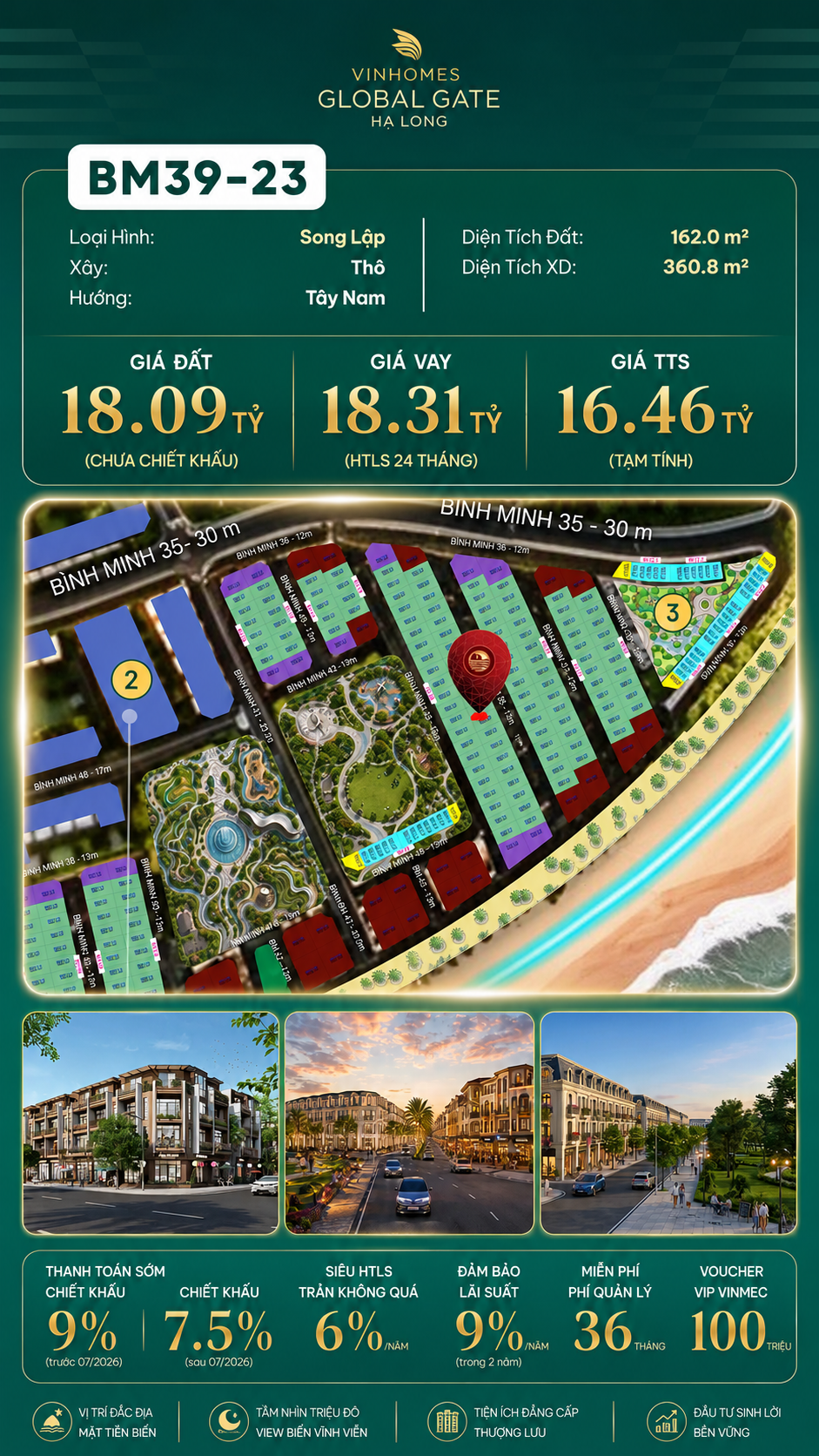 Biệt Thự Song Lập BM39-23 Vinhomes Global Gate Hạ Long 18.09 tỷ