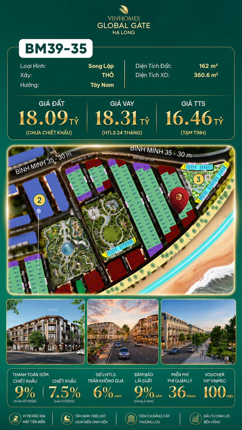 Biệt Thự Song Lập BM39-35 Vinhomes Global Gate Hạ Long 18.09 tỷ