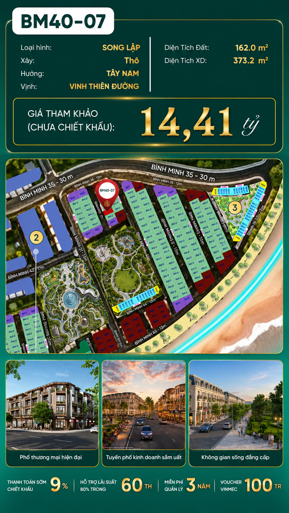 Biệt Thự Song Lập BM40-07 Vinhomes Global Gate Hạ Long 14.41 tỷ