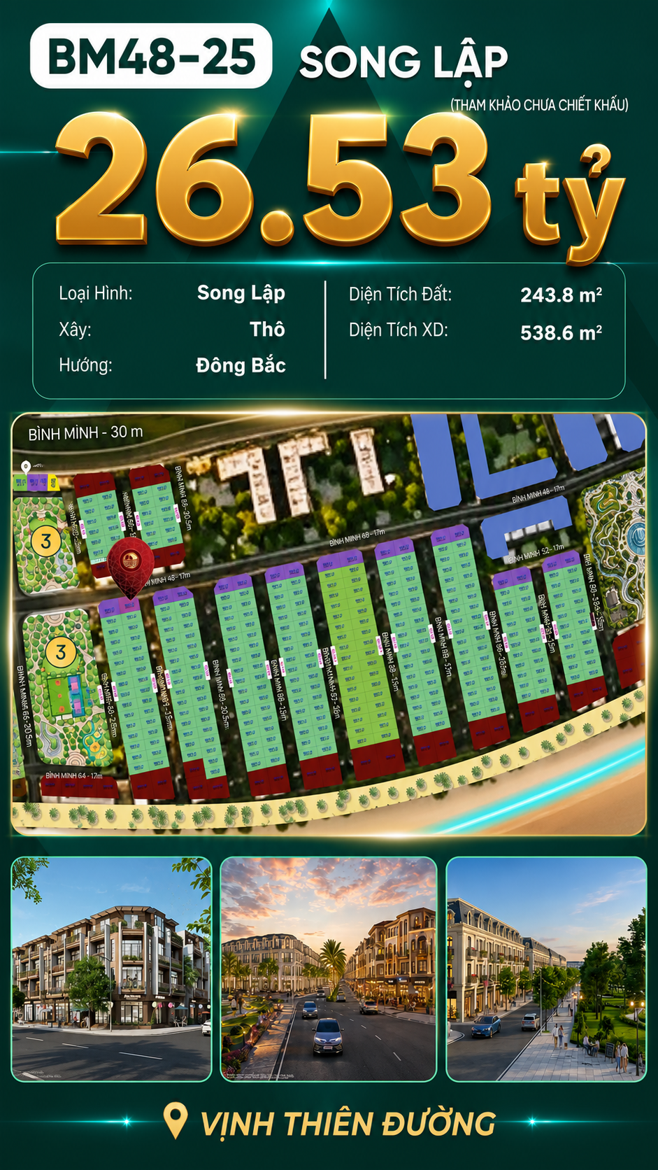 Biệt Thự Song Lập BM48-25 Vinhomes Global Gate Hạ Long 26.53 tỷ