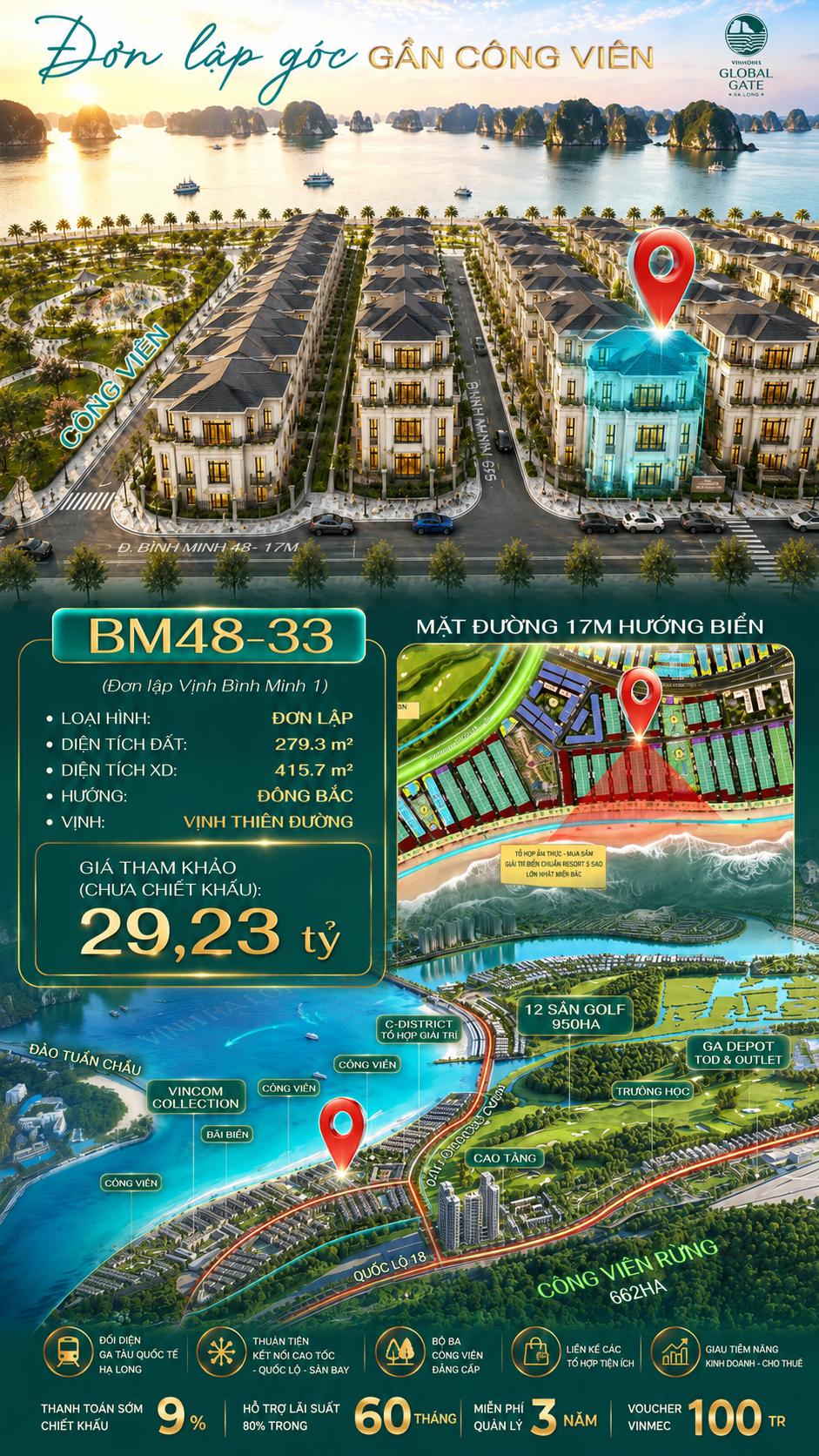 Biệt Thự Đơn Lập BM48-33 Vinhomes Global Gate Hạ Long 29.23 tỷ