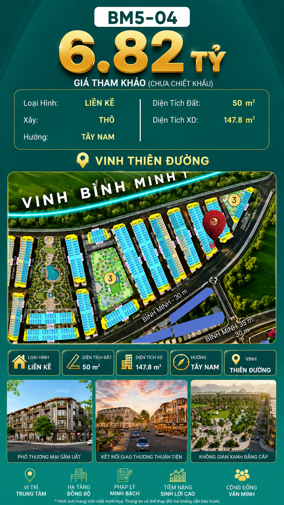 Nhà Phố Liền Kề BM5-04 Vinhomes Global Gate Hạ Long Xanh 6.82 tỷ