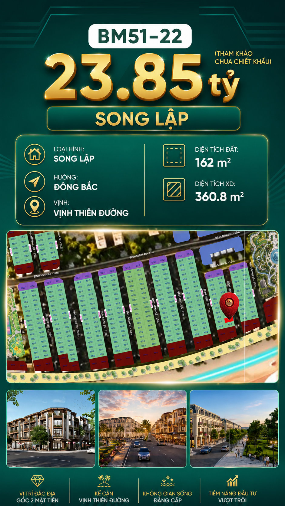 Biệt Thự Song Lập Góc BM51-22 Vinhomes Global Gate Hạ Long 23.85 tỷ