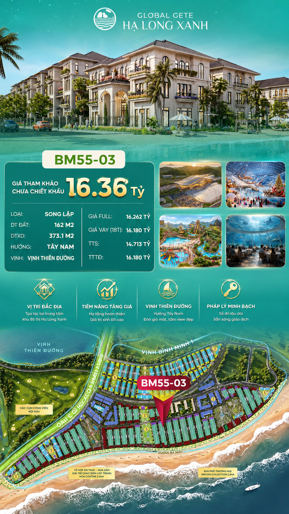 Biệt Thự Song Lập BM55-03 Vinhomes Global Gate Hạ Long 16.36 tỷ