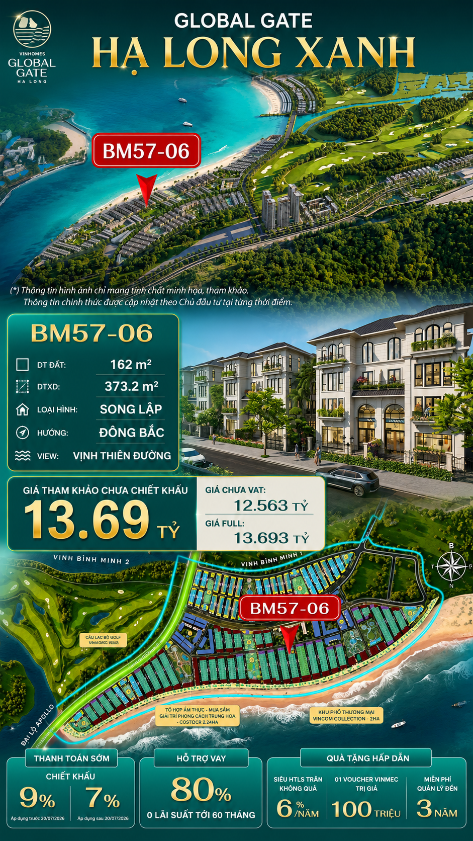 Biệt Thự Song Lập BM57-06 Vinhomes Global Gate Hạ Long Xanh 13.69 tỷ