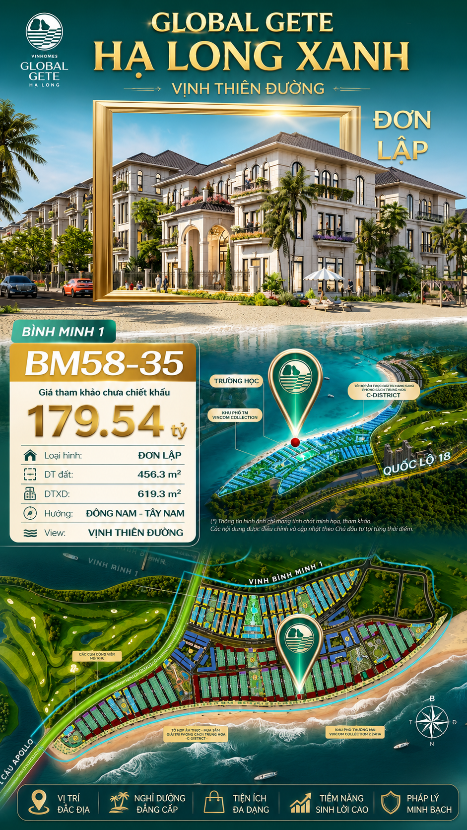 Biệt Thự Đơn Lập BM58-35 Vinhomes Global Gate Hạ Long Xanh 179.54 tỷ