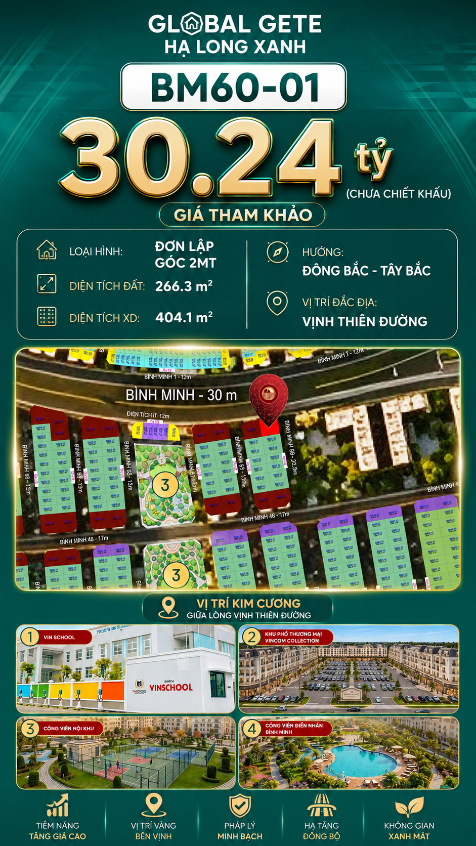Biệt Thự Đơn Lập Góc BM60-01 Vinhomes Global Gate Hạ Long 30.24 tỷ