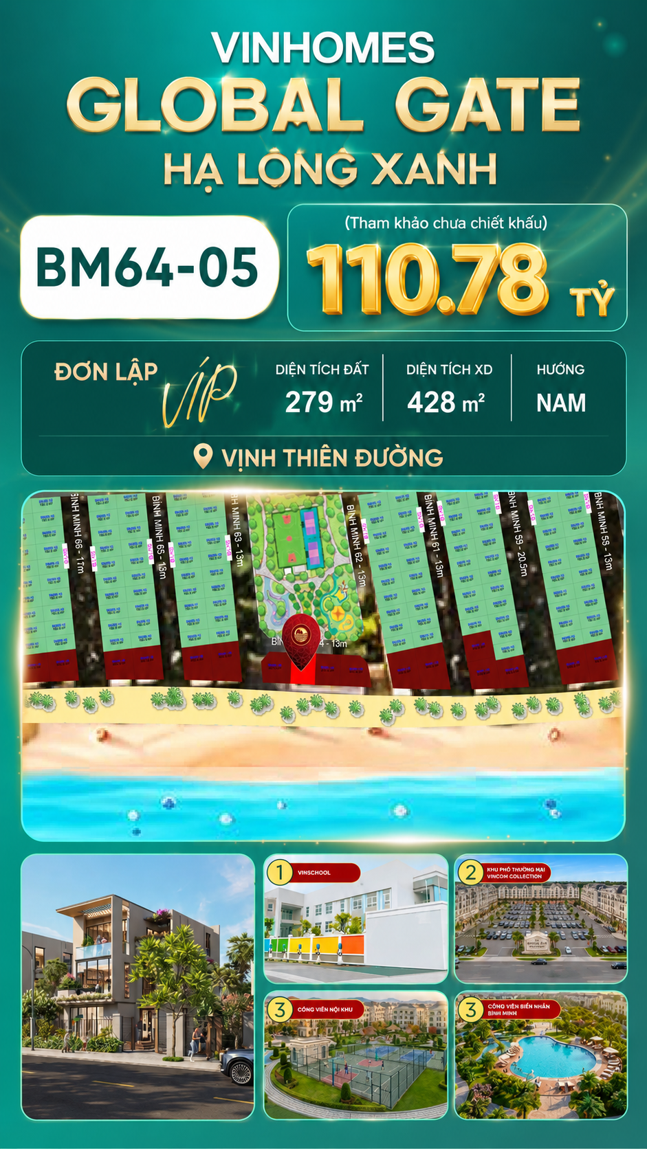 Biệt Thự Đơn Lập VIP BM64-05 Vinhomes Global Gate Hạ Long 110.78 tỷ