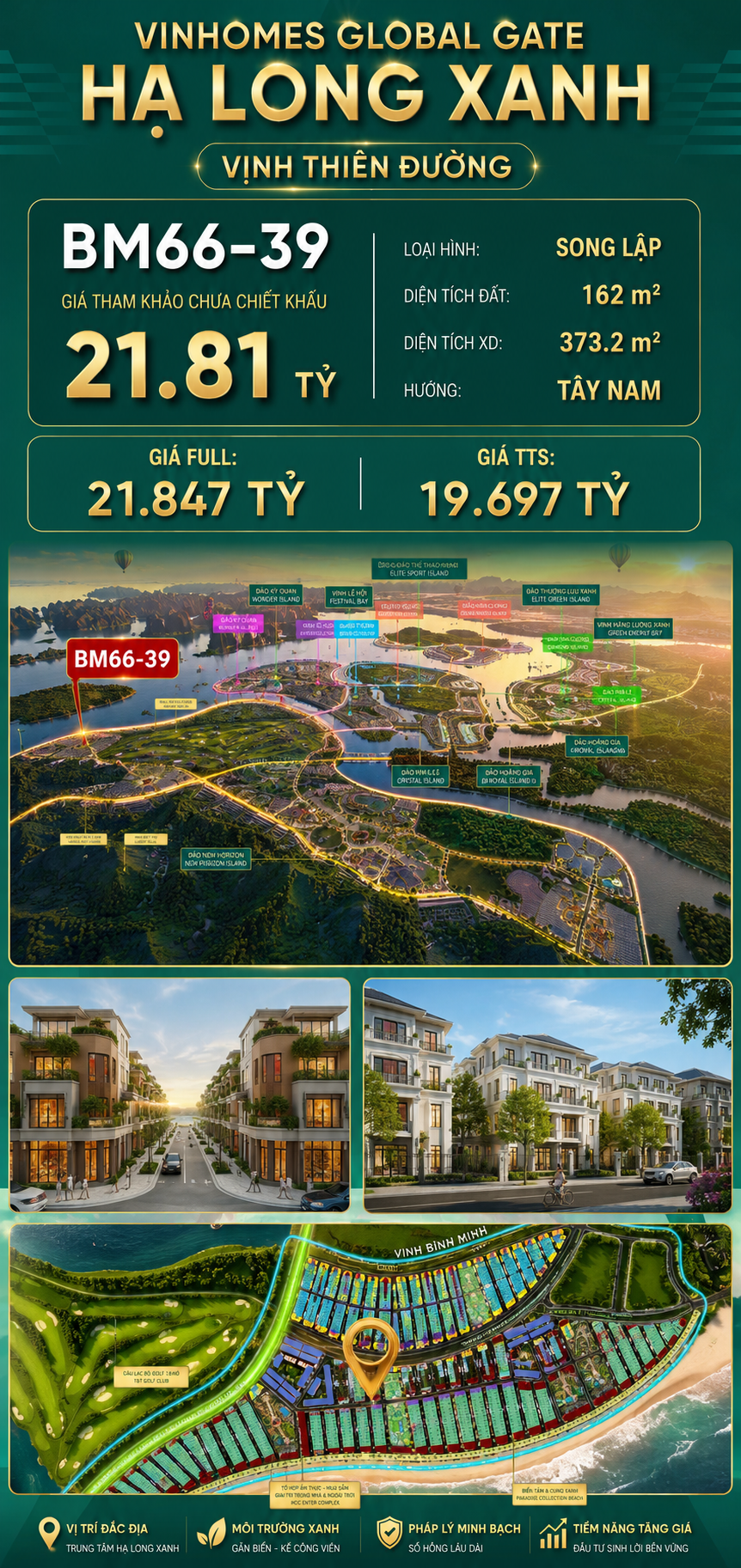 Biệt Thự Song Lập BM66-39 Vinhomes Global Gate Hạ Long 21.81 tỷ