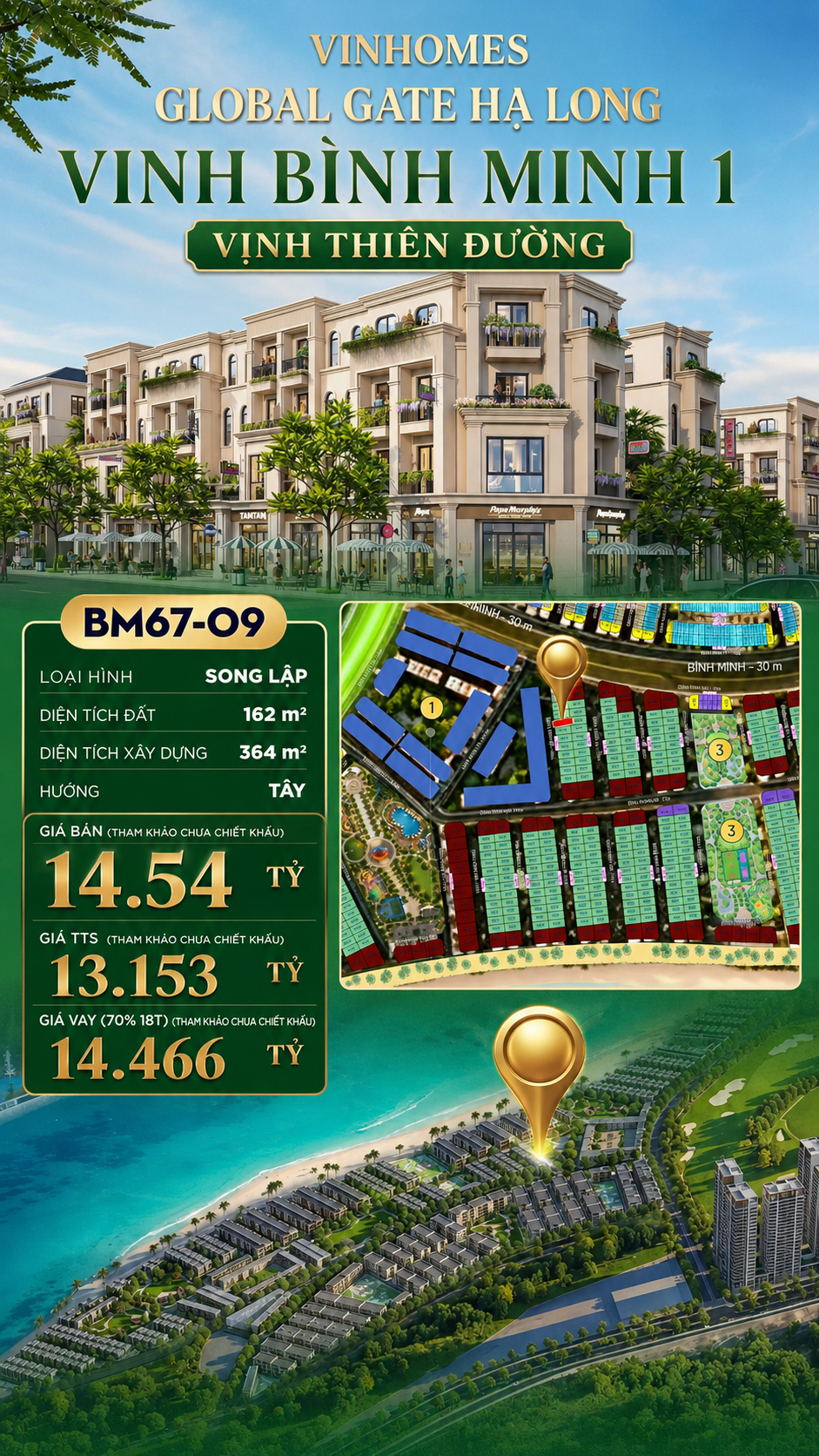 Biệt Thự Song Lập BM67-09 Vinhomes Global Gate Hạ Long 14.54 tỷ