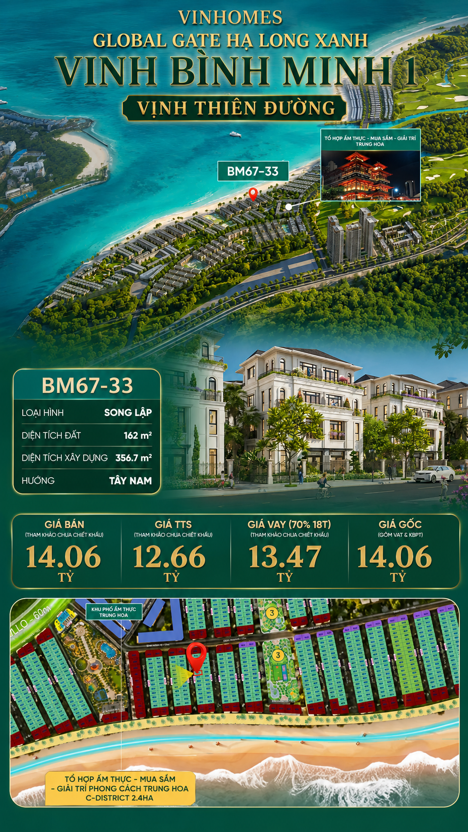 Biệt Thự Song Lập BM67-33 Vinhomes Global Gate Hạ Long 14.06 tỷ