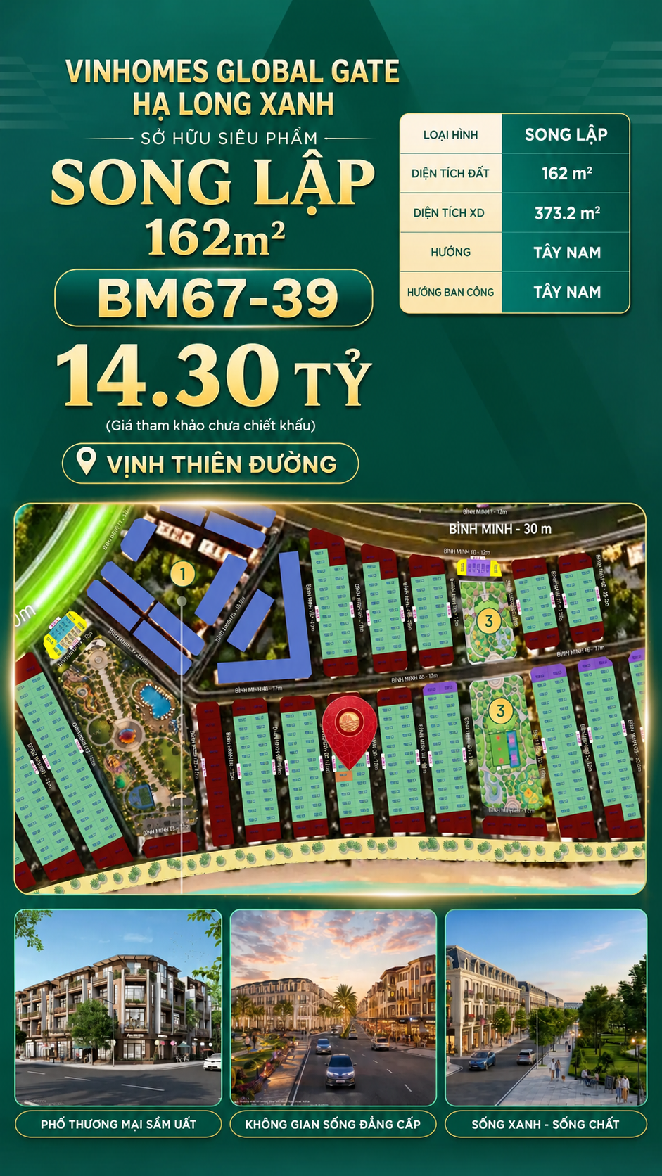 Biệt Thự Song Lập BM67-39 Vinhomes Global Gate Hạ Long 14.30 tỷ