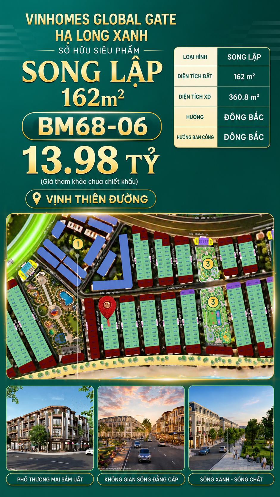 Biệt Thự Song Lập BM68-06 Vinhomes Global Gate Hạ Long 13.98 tỷ