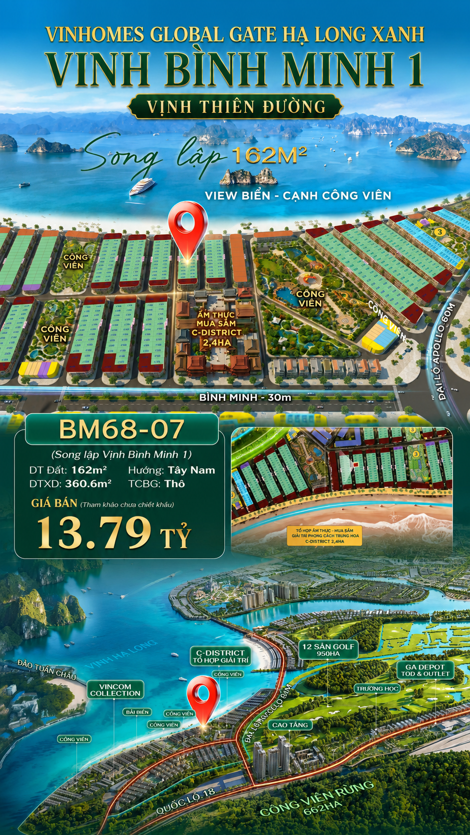 Biệt Thự Song Lập BM68-07 Vinhomes Global Gate Hạ Long 13.79 tỷ