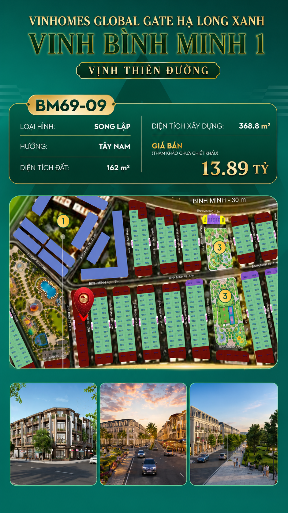 Biệt Thự Song Lập BM69-09 Vinhomes Global Gate Hạ Long 13.89 tỷ