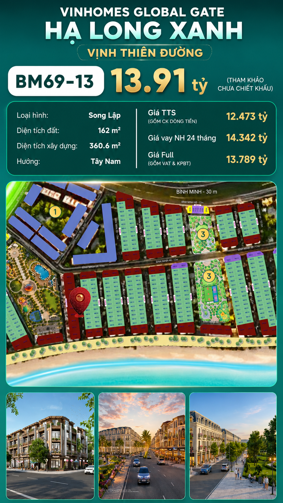 Biệt Thự Song Lập BM69-13 Vinhomes Global Gate Hạ Long 13.91 tỷ