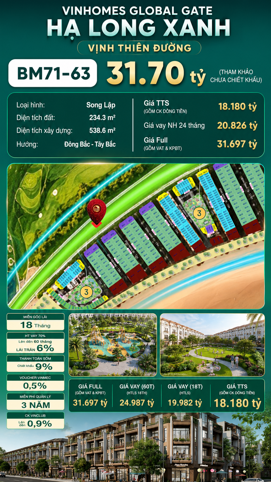 Biệt Thự Song Lập BM71-63 Vinhomes Global Gate Hạ Long 31.7 tỷ