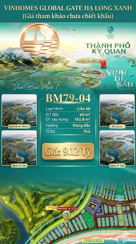 Liền Kề BM79-04 Vinhomes Global Gate Hạ Long Xanh 9.12 tỷ