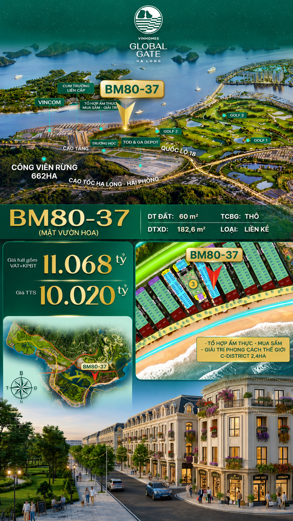 Liền Kề BM80-37 Vinhomes Global Gate Hạ Long Xanh 11.07 tỷ