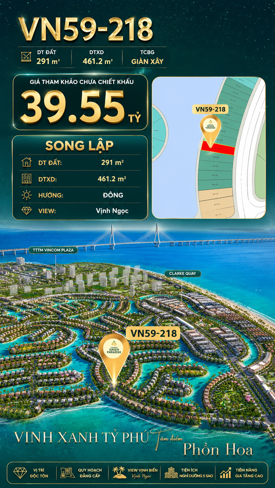 Song lập VN59-218 - Hướng Đông view Vịnh Ngọc