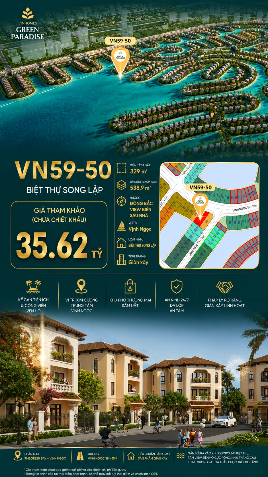 Song lập Vịnh Ngọc VN59-50 Green Paradise Cần Giờ - View biển sau nhà