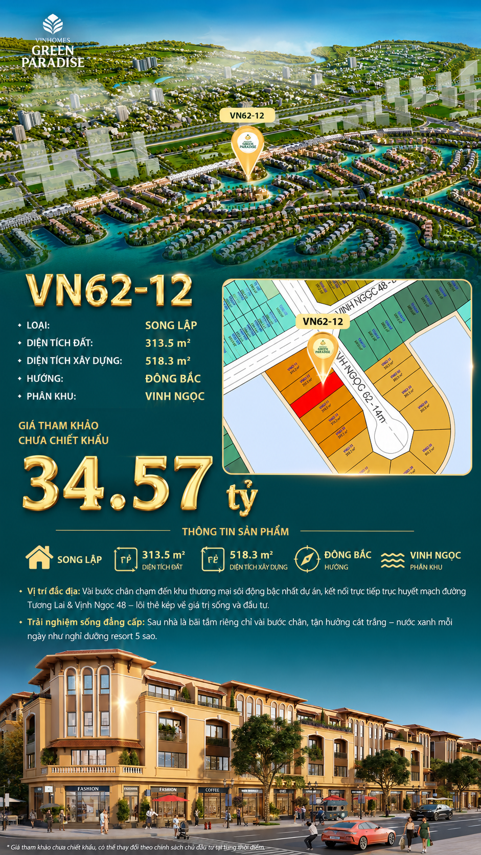 Song lập VN62-12 view biển hồ 800ha, vịnh ngọc giá 34.57 tỷ