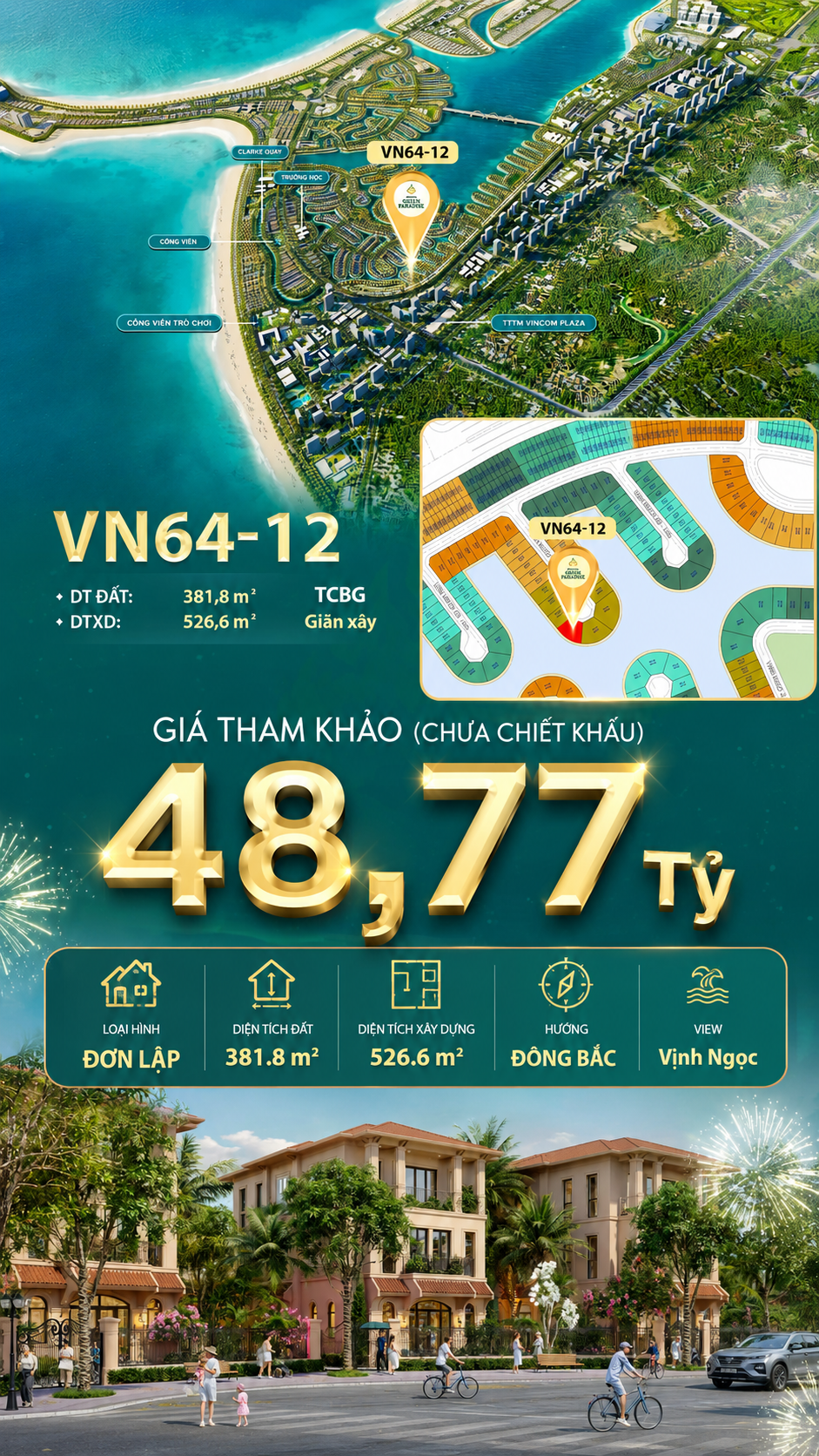 Đơn lập VN64-12 view biển hồ 800ha, giá 48.77 tỷ