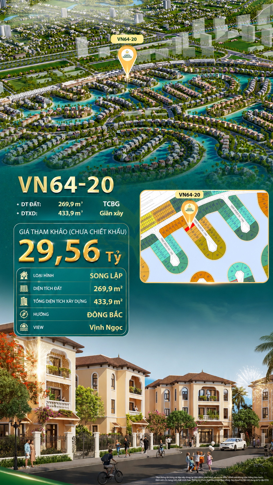 Song lập VN64-20 giá tốt view biển hồ 800ha, giá 29.56 tỷ