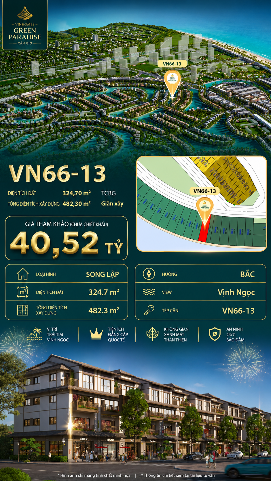 Song lập VN66-13, view biển hồ 800ha, giá 40.52 tỷ