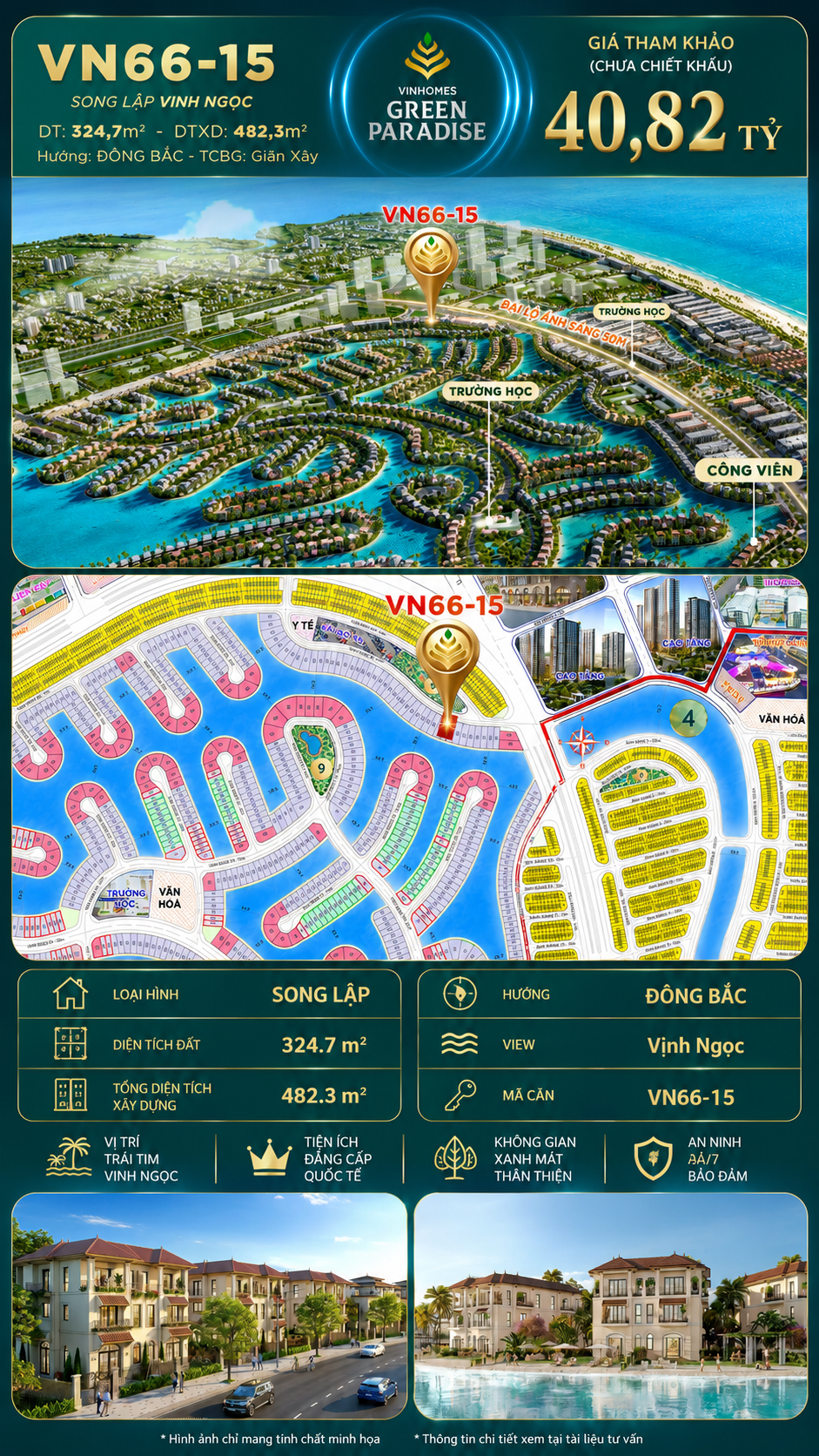 Song lập VN66-15 view biển hồ 800ha, vị trí đẹp giá 40.82 tỷ