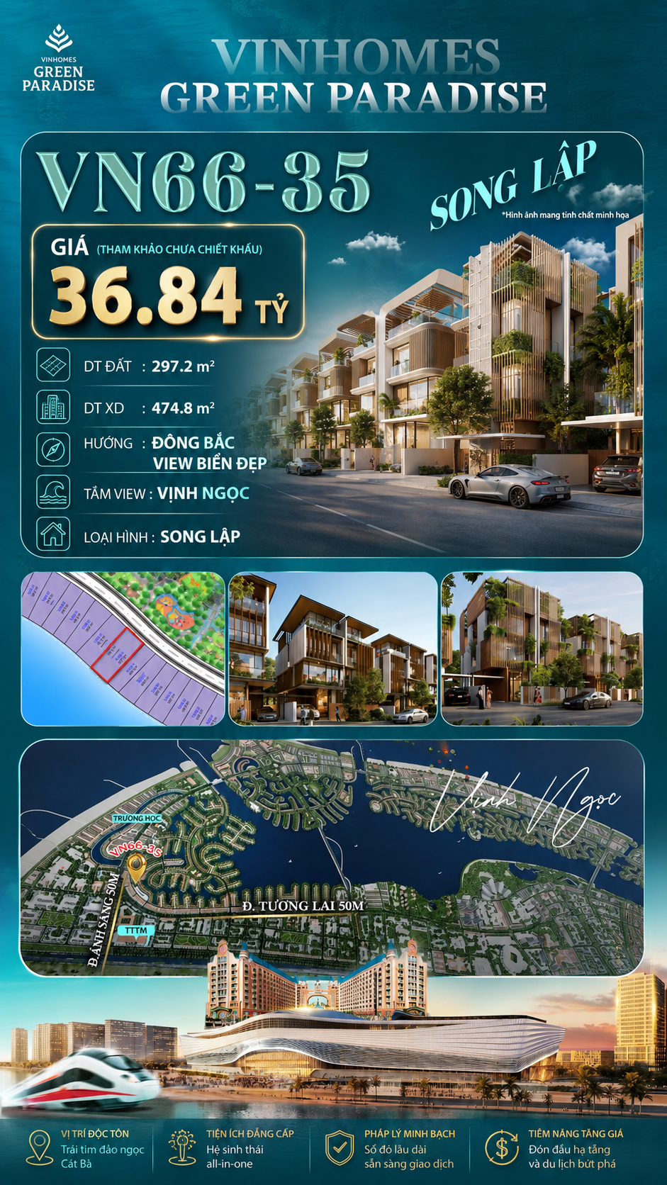 Song lập VN66-35 nghỉ dưỡng view biển hồ 800ha, giá 36.84 tỷ