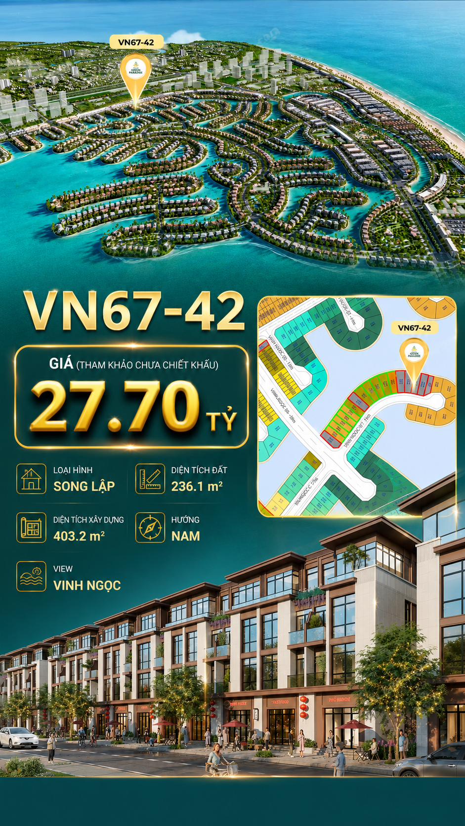 Song lập VN67-42 view biển rộng sau nhà, giá chỉ 27.7 tỷ