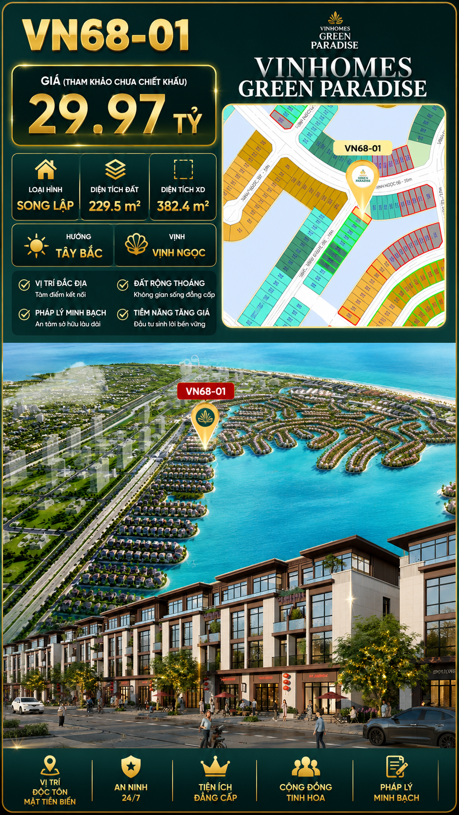 Song lập VN68-01 góc 2 mặt tiền, view biển rộng, giá 29.97 tỷ