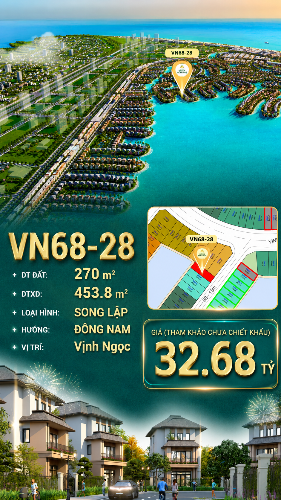 Song lập VN68-28 view biển rộng sau nhà, giá 32.68 tỷ