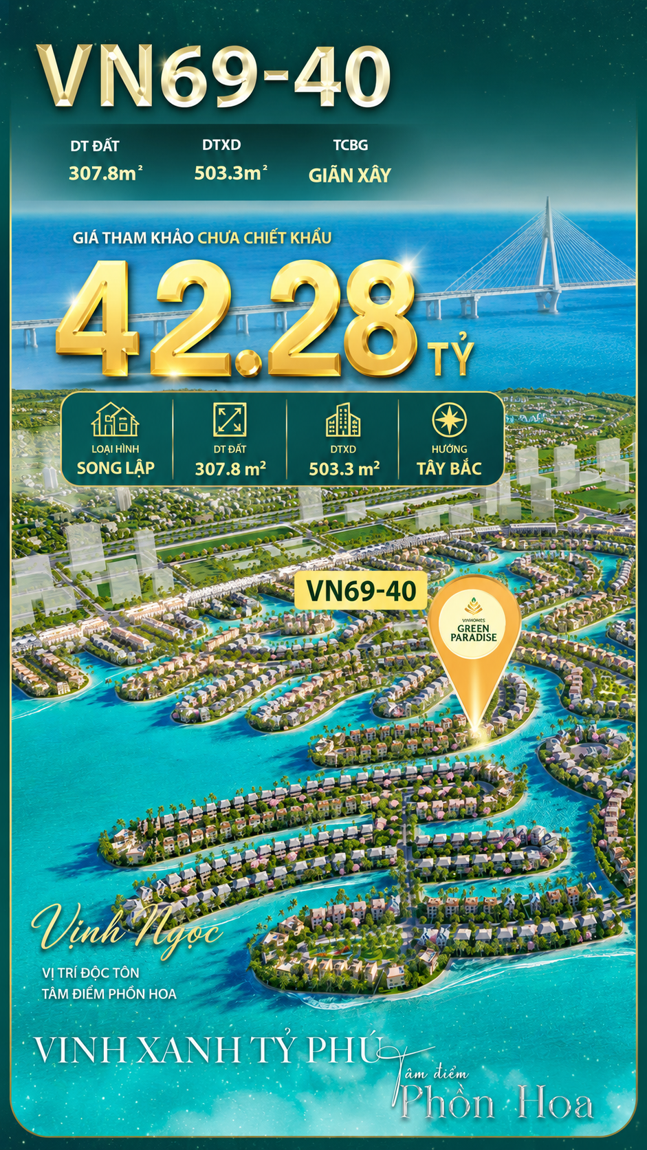 Song lập VN69-40 view biển rộng sau nhà, giá 42.28 tỷ